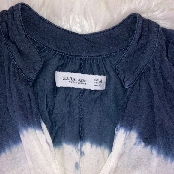 ZARA Blue White Ombre Dress Tunic Top Dress with Balloon Sleeves M - Picture 8 of 15